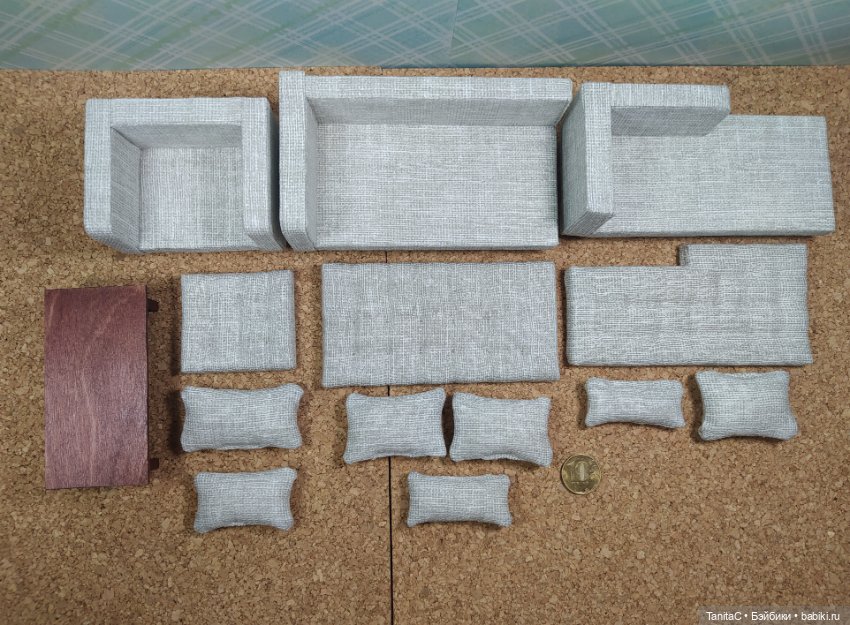 Мини гарнитур мягкой мебели, в масштабе 1/12 (фото 4)