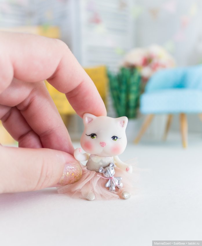 Кошечка Анфиса — Авторские миниатюрные куклы: лепка (фото 9)