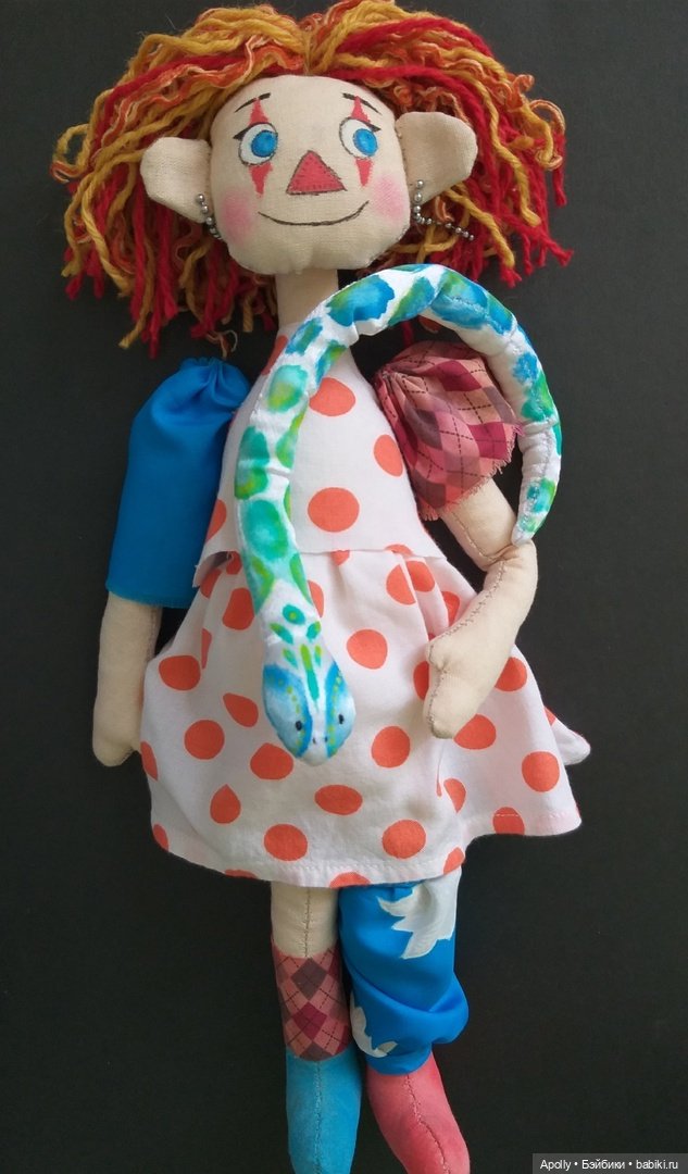 Клоунесса со змейкой — Авторские текстильные куклы: Вальдорфские (фото 2)