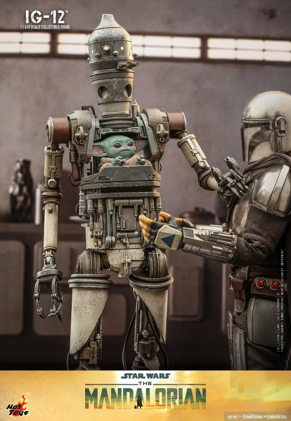 Hot Toys анонсировали фигурку дроида IG-12 с Грогу и Анзелланским кузнецом по мотивам 3 сезона сериала «Мандалорец»