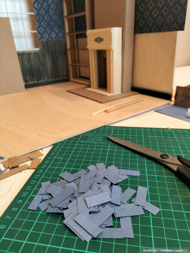 Камин и стены в румбокс "гостиная в паучем тупике"