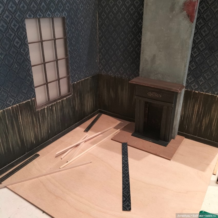 Камин в гостиной в Паучем тупике - покраска