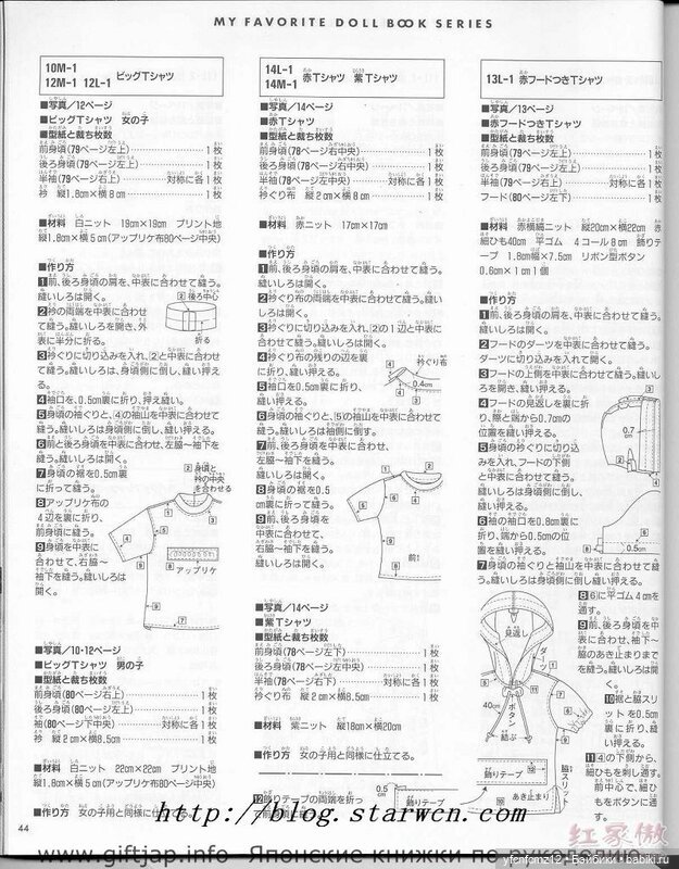 Журнал с выкройками для кукол ТАКАРА и похожих часть 1