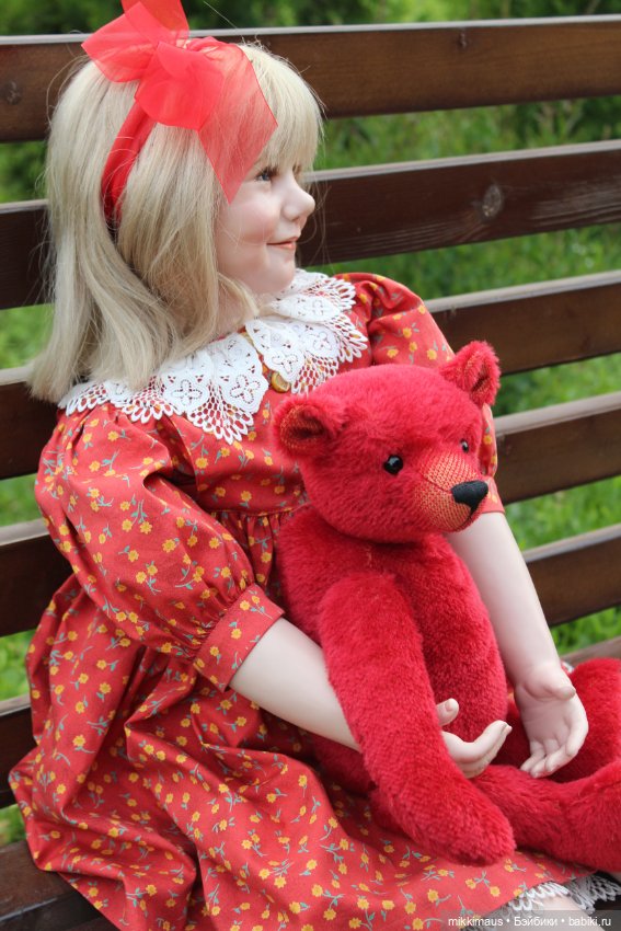 Кукла с мишкой. Мони Ingrid Grabher (фото 4)