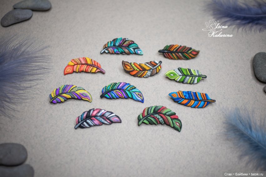 Новые брошки пёрышки — Авторские украшения и аксессуары для кукол: фото