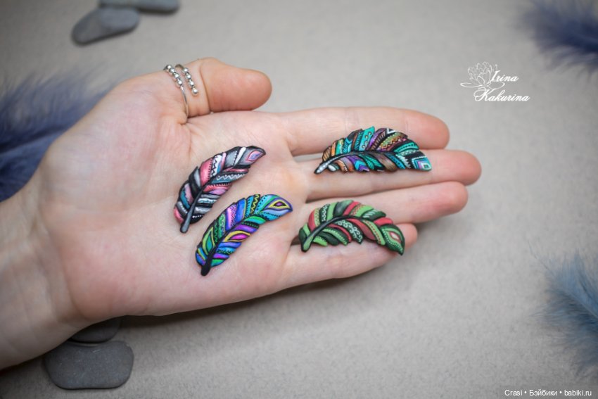 Новые брошки пёрышки — Авторские украшения и аксессуары для кукол: фото (фото 3)