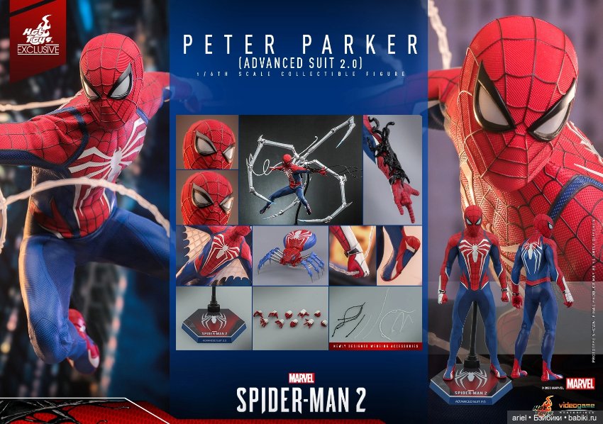 Hot Toys анонсировали эксклюзивную фигурку Питера Паркера (усовершенствованный костюм 2.0) по мотивам игры "Marvel's Spider-Man 2" (фото 10)
