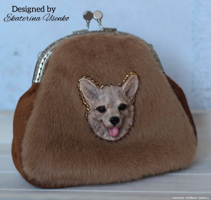 Сумочка (косметичка) с фермуаром, декор "Пёс" (фото 2)