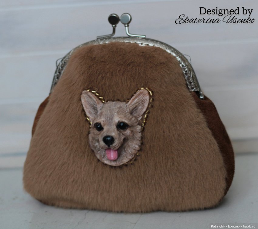 Сумочка (косметичка) с фермуаром, декор "Пёс" (фото 3)
