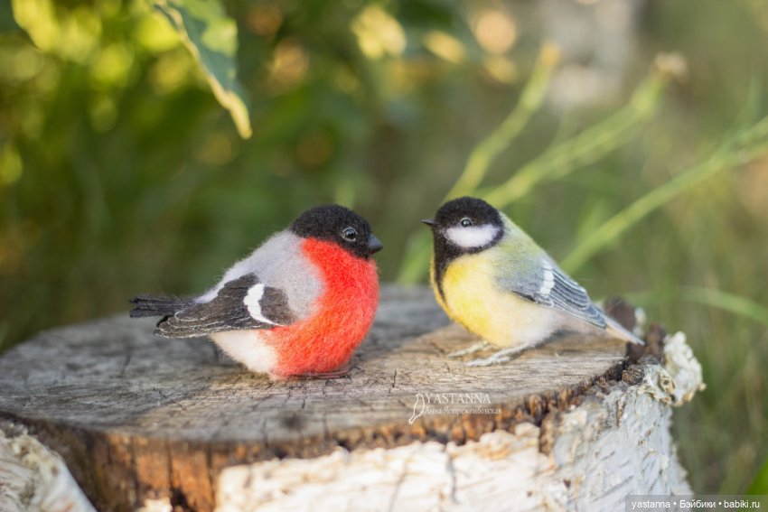 Мини птички — Валяные игрушки из шерсти: сухое валяние