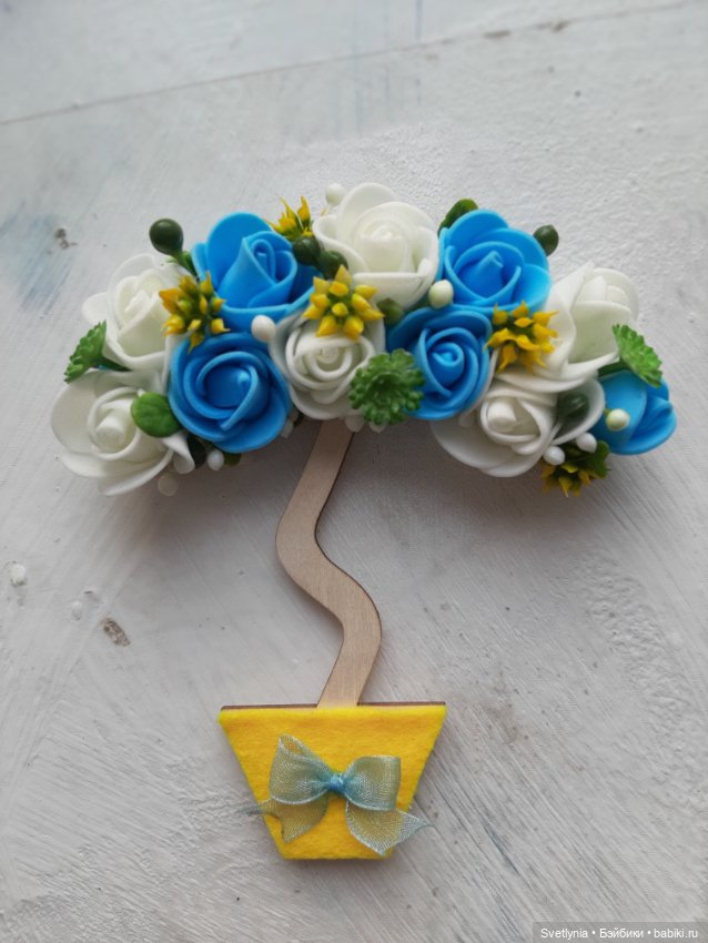 Магнит топиарий — Авторские игрушки из разных материалов: синельная проволока