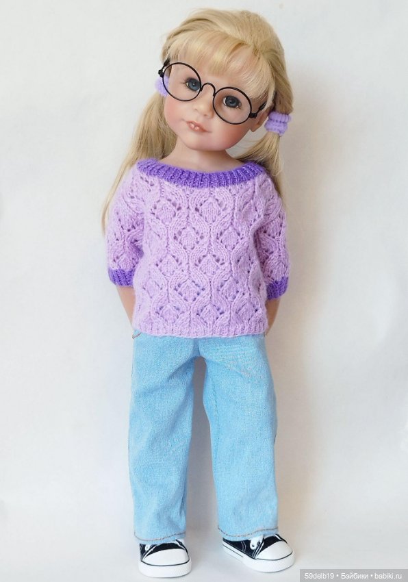 Ажурный сиреневый топ спицами для Алисы (фото 4)