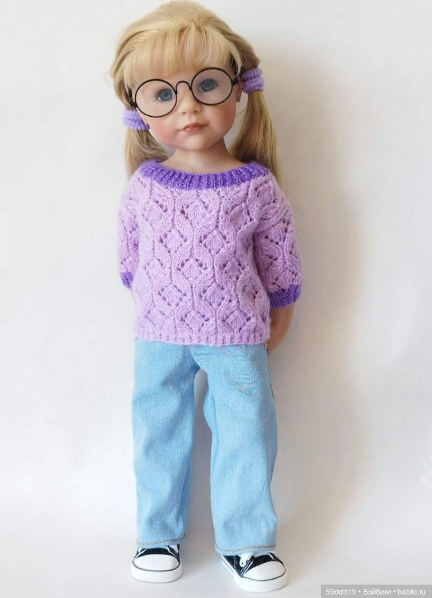 Ажурный сиреневый топ спицами для Алисы (фото 5)