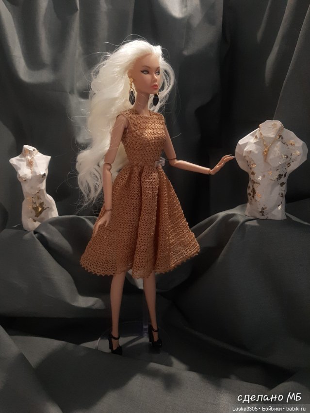 Золотое платье номер 2 — Одежда и обувь для кукол своими руками: фото (фото 7)