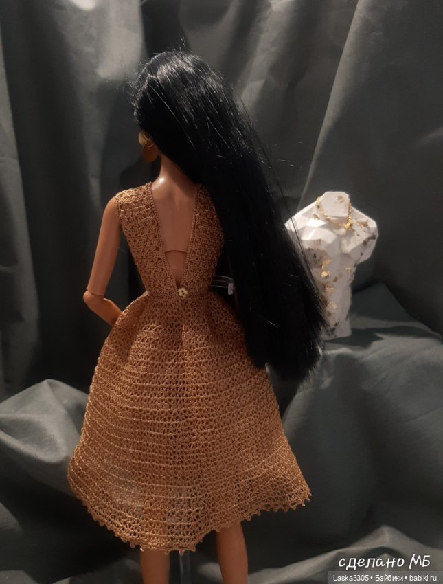 Золотое платье номер 2 — Одежда и обувь для кукол своими руками: фото (фото 3)