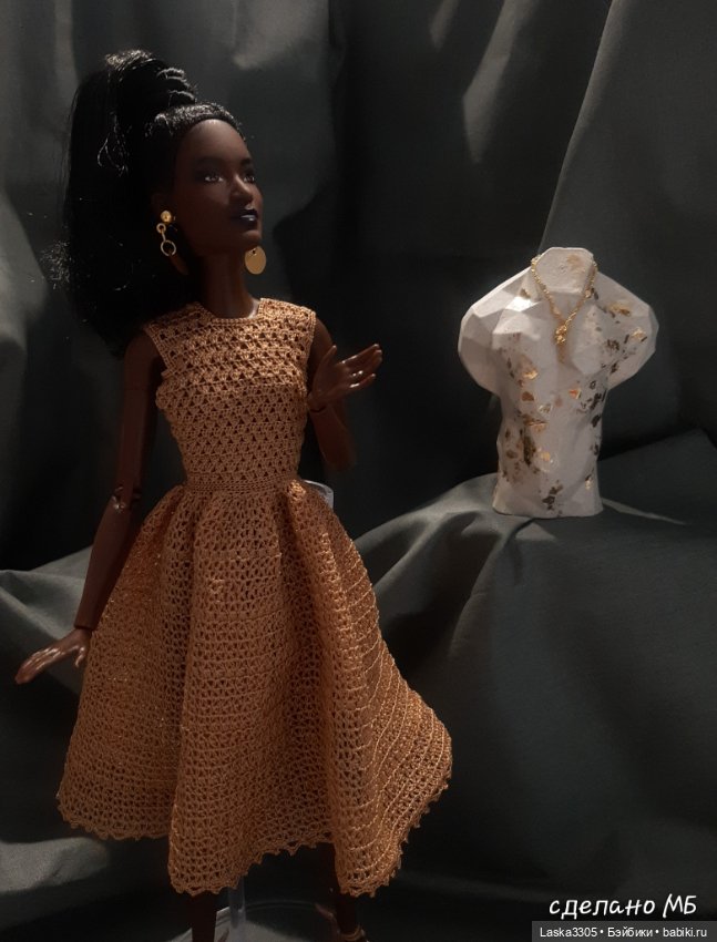Золотое платье номер 2 — Одежда и обувь для кукол своими руками: фото
