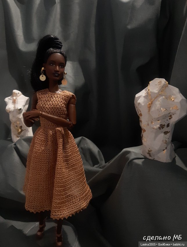 Золотое платье номер 2 — Одежда и обувь для кукол своими руками: фото