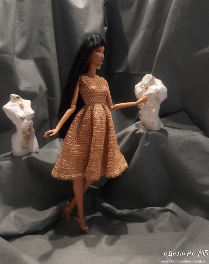 Золотое платье номер 2 — Одежда и обувь для кукол своими руками: фото (фото 2)