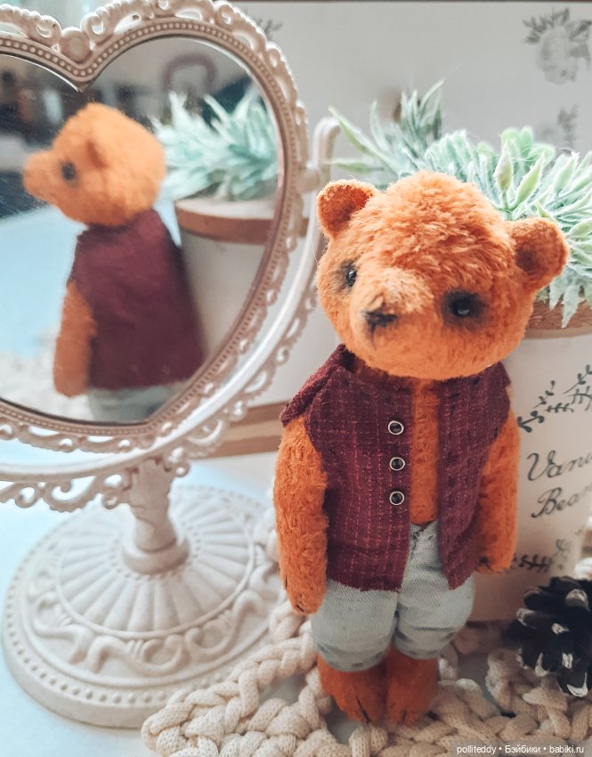 Оранжевый авторский мишка малышка