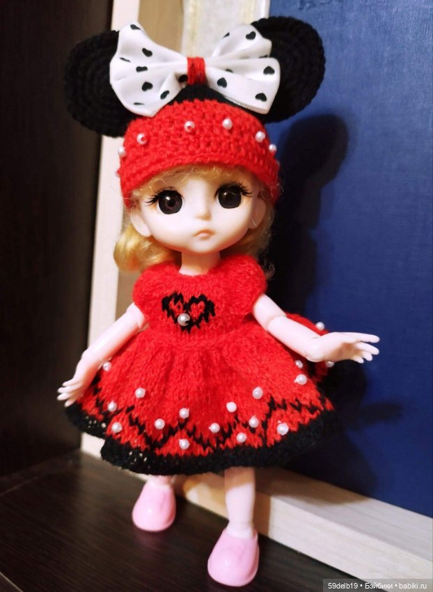 Платье в стиле Мини Маус для шарнирки ростом 15-16 см