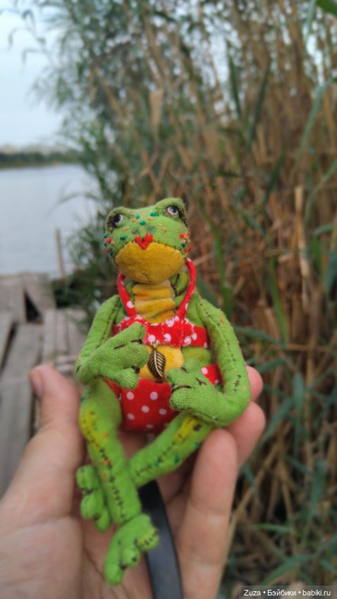 Клава - милая лягушенция — Текстильные игрушки и примитивы: кофейные (фото 4)