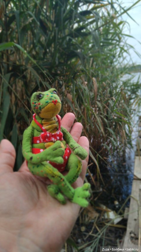 Клава - милая лягушенция — Текстильные игрушки и примитивы: кофейные (фото 3)