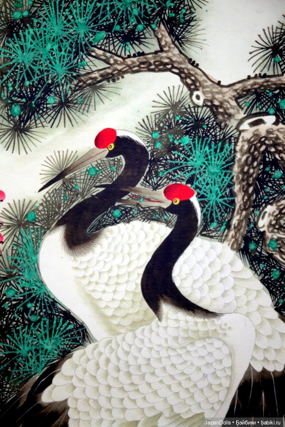 Свиток с журавлями на выставке "Япония. Куклы, сказки и легенды" (фото 3)