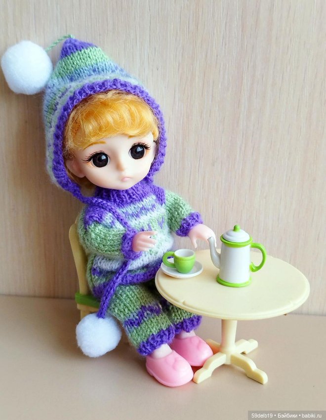 Костюмчик с жаккардом для шарнирных куколок ростом 15-16 см: баболей, Пукифи, Лати (фото 6)