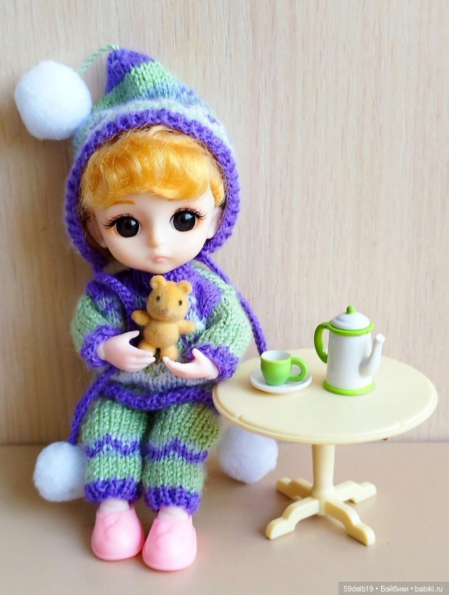 Костюмчик с жаккардом для шарнирных куколок ростом 15-16 см: баболей, Пукифи, Лати (фото 5)