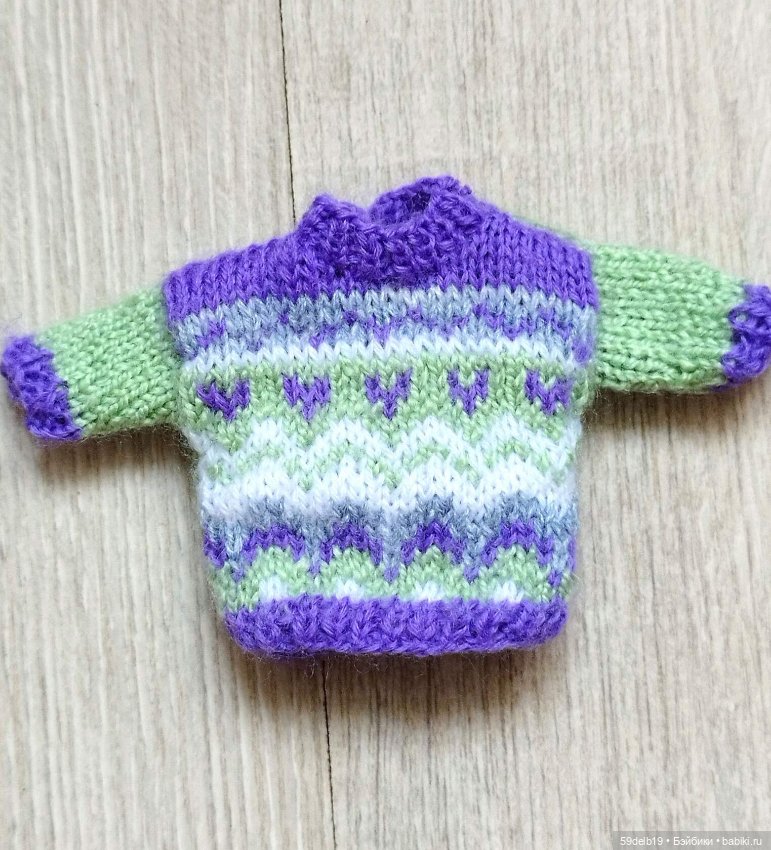 Костюмчик с жаккардом для шарнирных куколок ростом 15-16 см: баболей, Пукифи, Лати (фото 9)