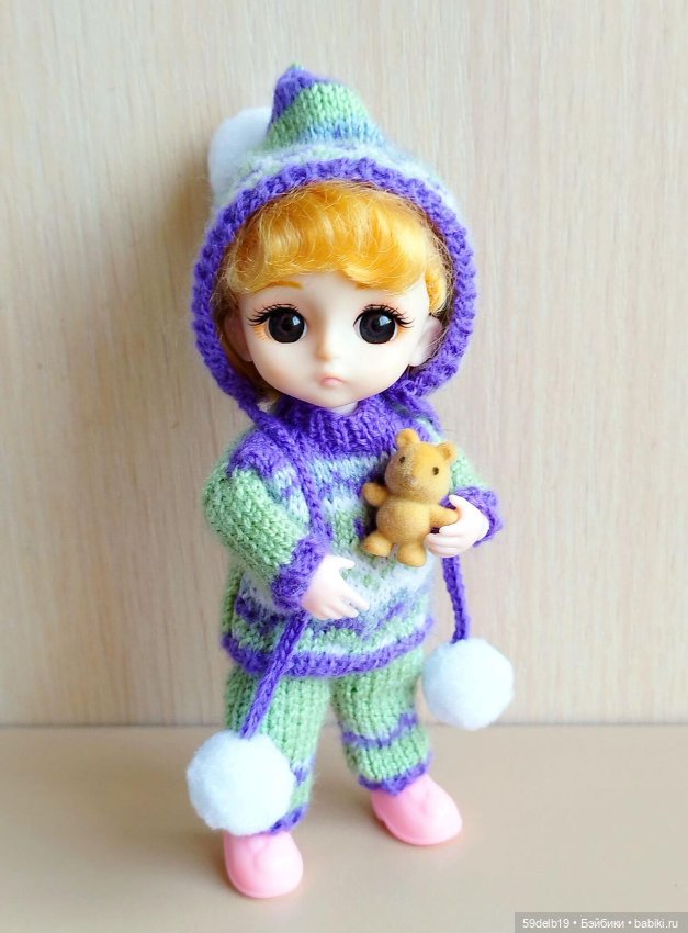 Костюмчик с жаккардом для шарнирных куколок ростом 15-16 см: баболей, Пукифи, Лати (фото 3)