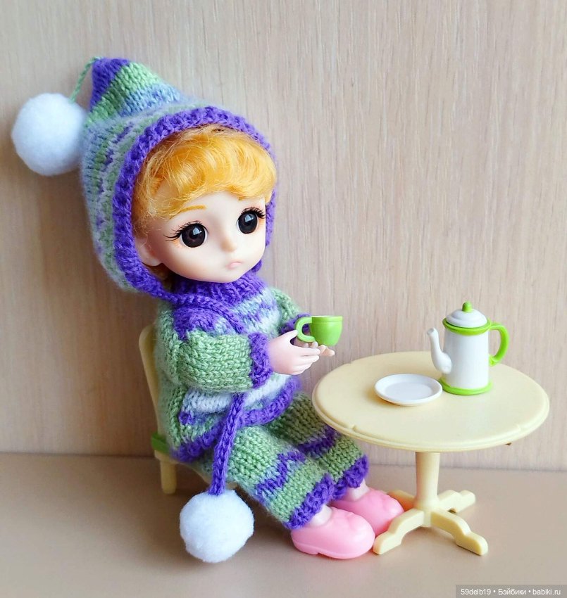 Костюмчик с жаккардом для шарнирных куколок ростом 15-16 см: баболей, Пукифи, Лати (фото 7)