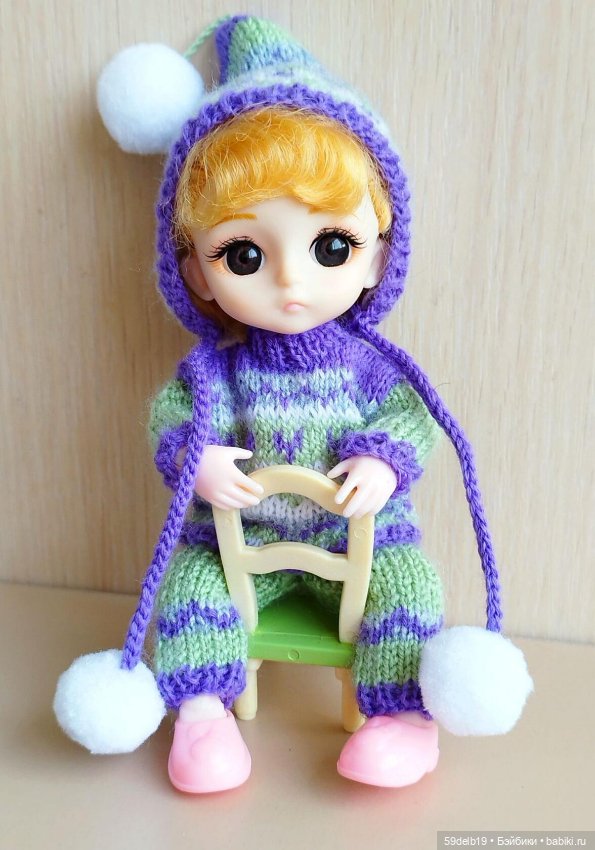 Костюмчик с жаккардом для шарнирных куколок ростом 15-16 см: баболей, Пукифи, Лати (фото 4)