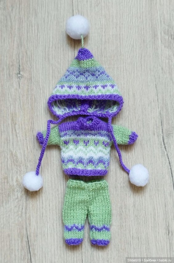 Костюмчик с жаккардом для шарнирных куколок ростом 15-16 см: баболей, Пукифи, Лати (фото 8)