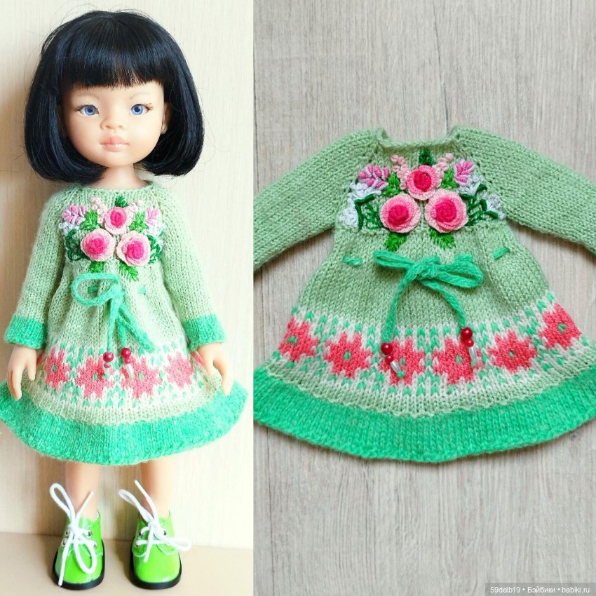 Платье с объемной бразильской вышивкой для кукол Паола Рейна