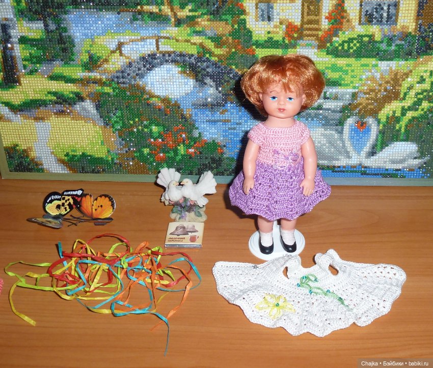 Вязаные платья на кукол Tebu, ГДР, 16 см (фото 3)