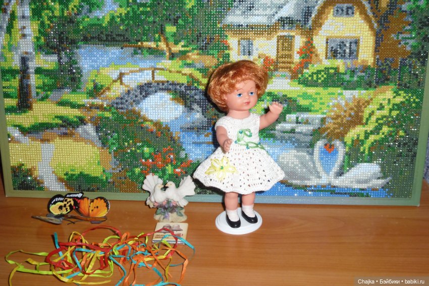 Вязаные платья на кукол Tebu, ГДР, 16 см (фото 2)