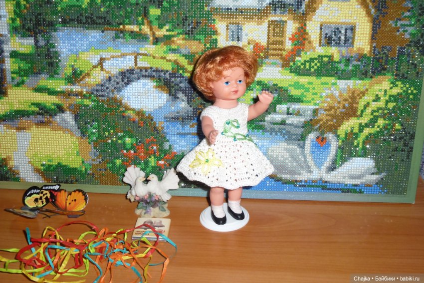 Вязаные платья на кукол Tebu, ГДР, 16 см (фото 10)