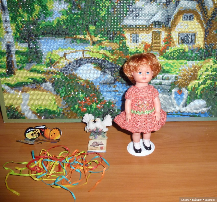 Вязаные платья на кукол Tebu, ГДР, 16 см (фото 8)