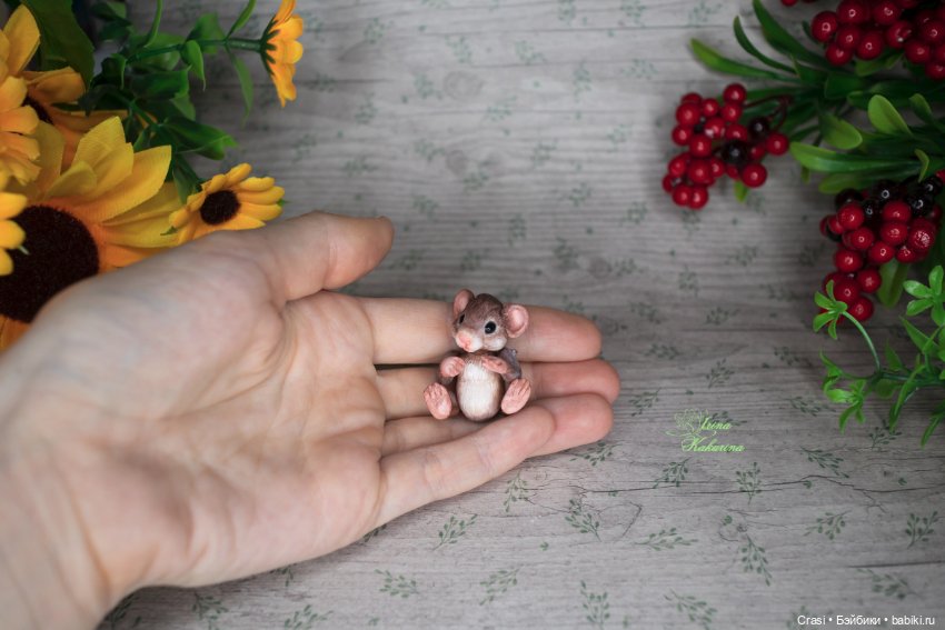 Мышка малышка — Авторские миниатюрные куклы: лепка (фото 3)