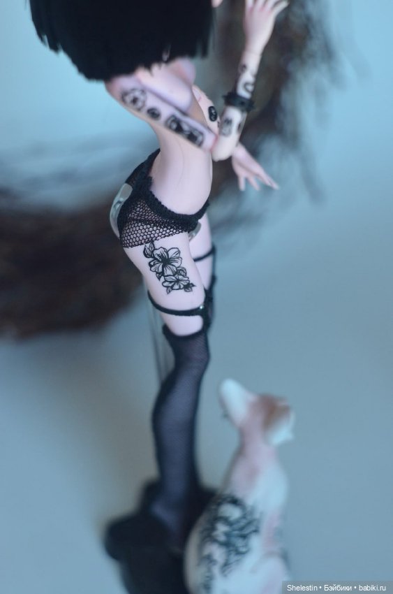 Тату Ведьма и её кот — ООАК Monster High и Ever After High: репейнт (фото 7)