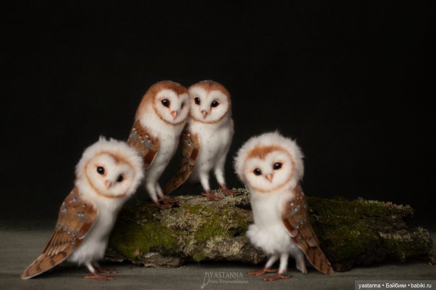 Сипухи — Валяные игрушки из шерсти: сухое валяние