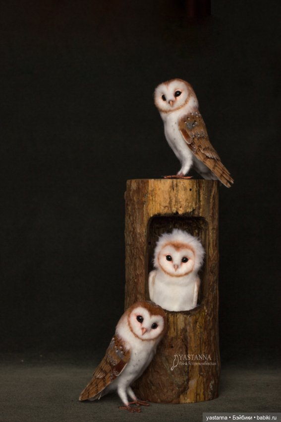 Сипухи — Валяные игрушки из шерсти: сухое валяние