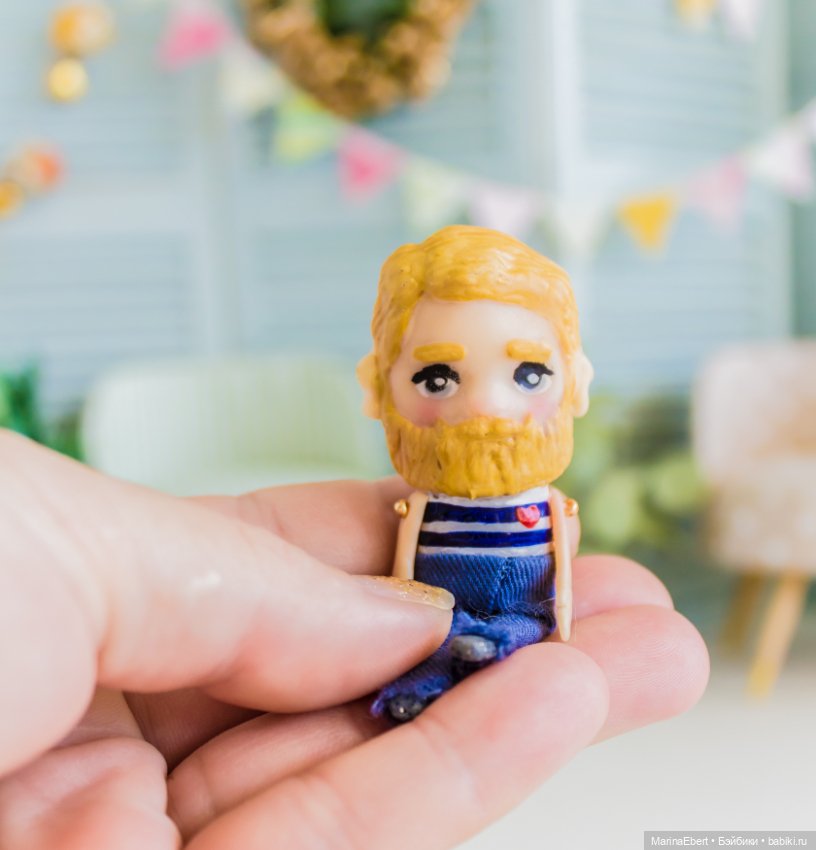 Стильный бородач Ричард — Авторские миниатюрные куклы: лепка