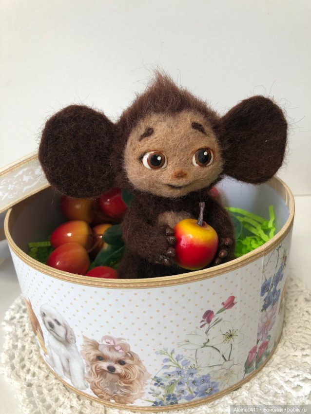 Чебурашка — Валяные игрушки из шерсти: сухое валяние (фото 4)