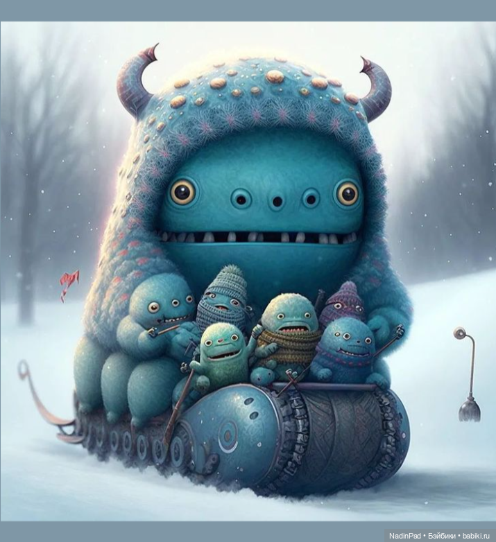 Снежные монстры для настроения от нейросети