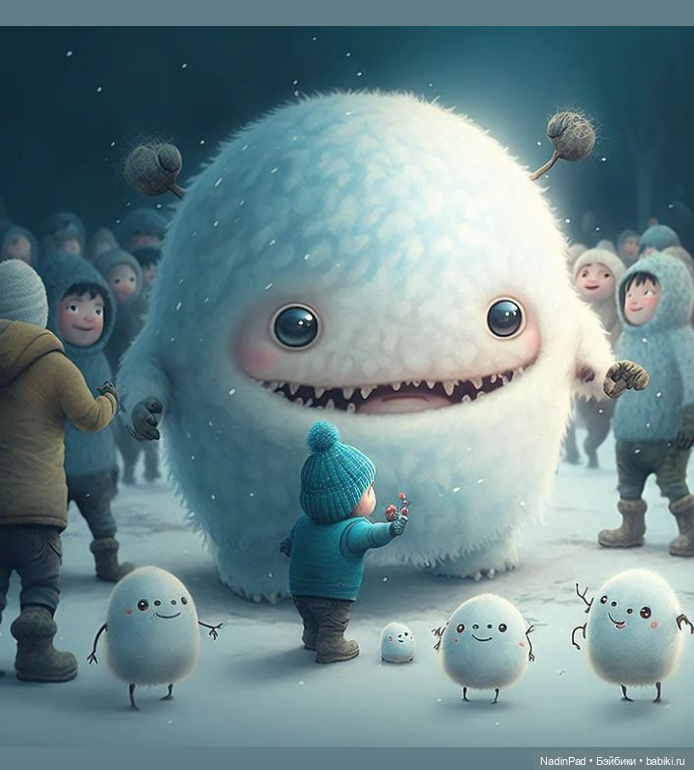 Снежные монстры для настроения от нейросети