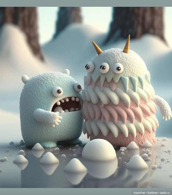 Снежные монстры для настроения от нейросети