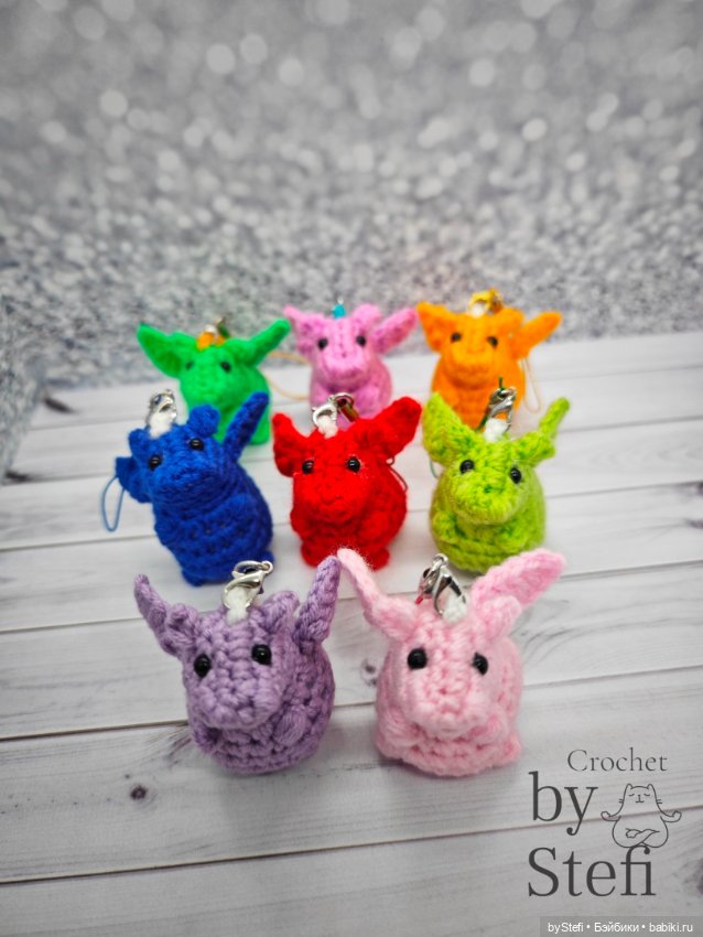 Цветастые дракошки — Вязаные игрушки и амигуруми: крючком
