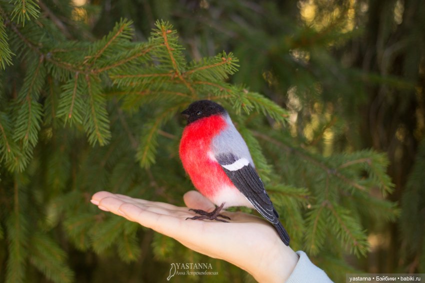 Снегири — Валяные игрушки из шерсти: сухое валяние (фото 4)